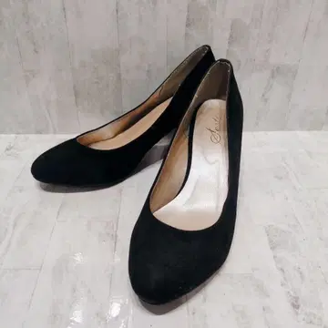 새상품급 블랙 스웨이드 중간 힐 펌프스 L 사이즈