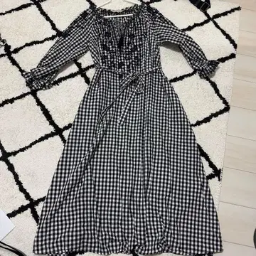 [ 페티코트 포함 ] 깅엄 체크 롱 원피스