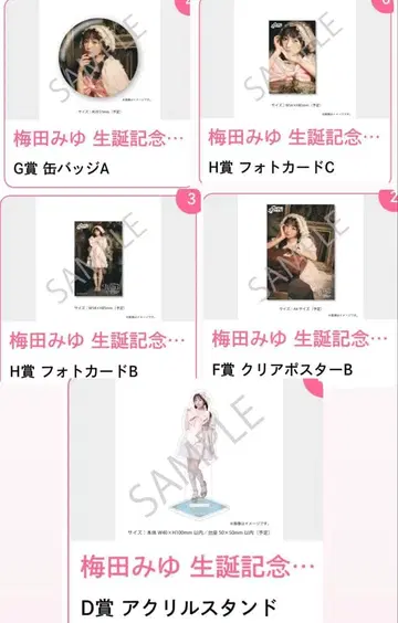 우메다 미유 생일 복권 하위상 세트