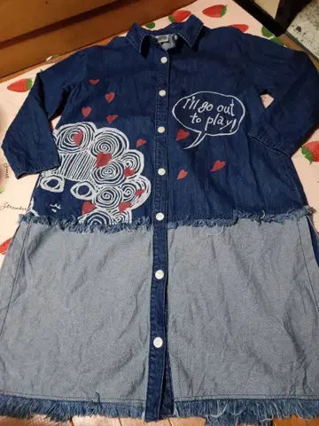 스칼라 데님 롱 셔츠 원피스