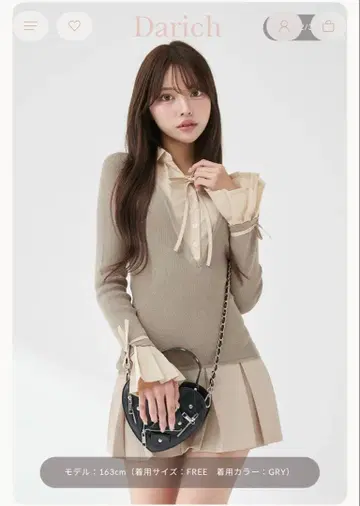 Darich 셔츠 도킹 플리츠 미니 원피스