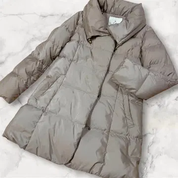 새상품급 ef-de 롱 다운 코트 여배우 옷깃 베이지 9호