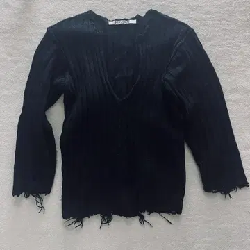 perverze 컷오프 니트 데미지 니트 블랙