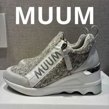 MUUM 지퍼 웨지솔 스니커즈 그레이 24cm