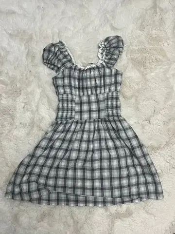 체크 무늬 반팔 미니 원피스 페어리 그런지 히메 스타일 헤이세이 여아