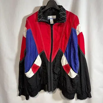90s Points West 컬러 블록 나일론 자켓 빨강 검정 파랑 M