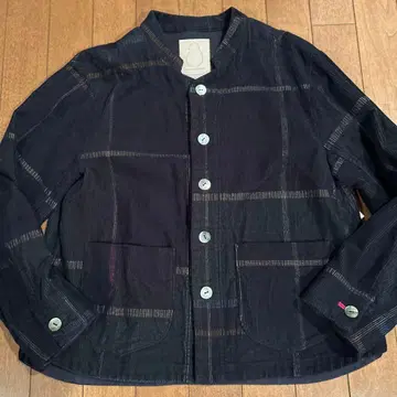 노카라 자켓 코듀로이 네이비