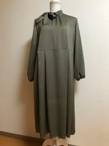 보우 칼라 루즈핏 원피스 기모노 리메이크 이로무지 모스그린