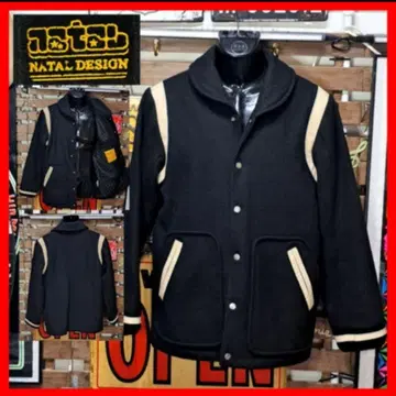 NATAL DESIGN 네이탈 디자인 아플리케 가죽 바시티 자켓 L