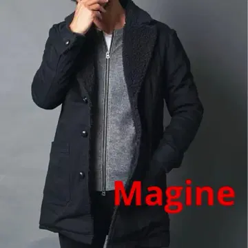 magine 데님 보아 퀼팅 코트 블랙