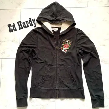 Ed Hardy 에드 하디 y2k 후드 부착 블랙 후드티 S