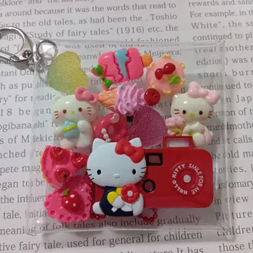 가챠 파우치 키티 고양이 디저트 키링 투명 파우치