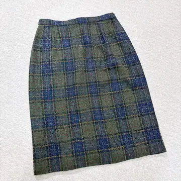 마리오 무릎 기장 스커트 M 사이즈 그린 체크 무늬 가을/겨울 모