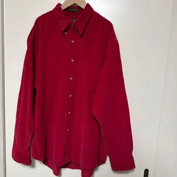 빨간색 코튼 버튼업 셔츠