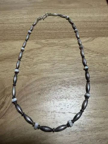 실버 화이트 비즈 목걸이 실버 925