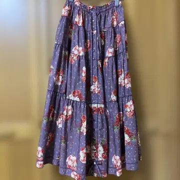 핑크하우스 폼폼 마름패턴 롱 스커트 보라색