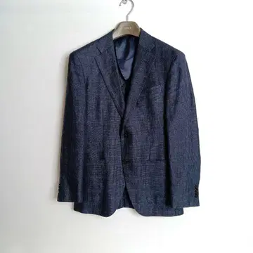 ONLY REDA 레다 울 혼방 네이비 체크 무늬 자켓 36사이즈