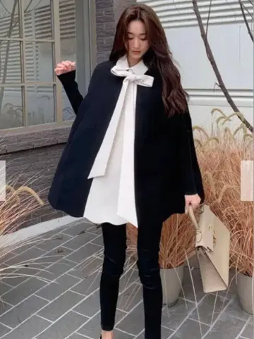 BirthdayBash 케이프 리본 블라우스 코트