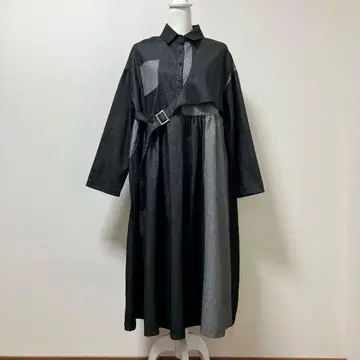 데님풍 디자인 롱 원피스 블랙 그레이 내추럴 가을 겨울