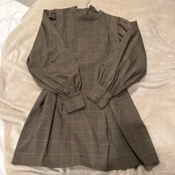 MURUA 브라운 체크 미니 원피스