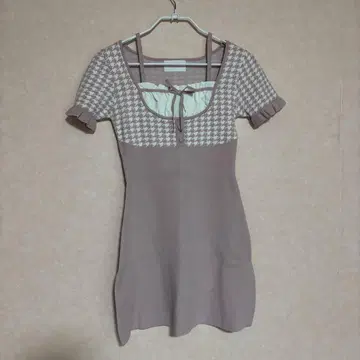 허니뮤우 암커버 포함 하운드투스 체크 패턴 원피스