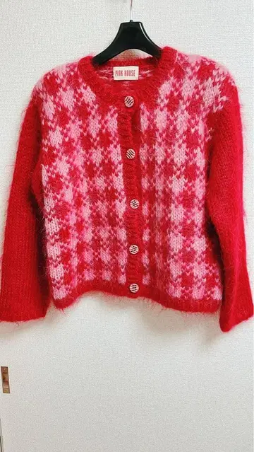 핑크하우스 모헤어 니트 가디건