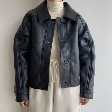 녹차 보아 라이너 에코 가죽 자켓