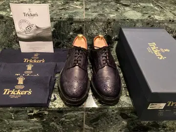Tricker 8064 5아이렛 뒷축 비둘기 무늬 네이비 UK 7.5