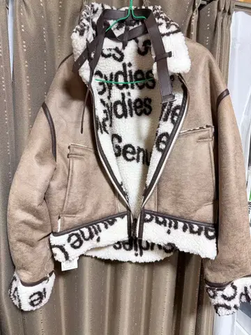 GYDA 브라운 인조 가죽 보아 자켓 M