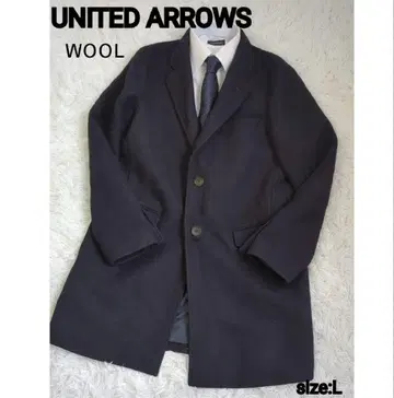 UNITED ARROWS 울 체스터 코트 L 네이비 남성용