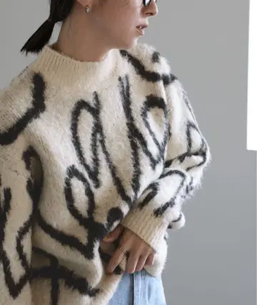 [새상품] select moca 뉴앙스 라인 숏 니트