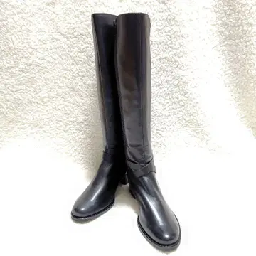 키다리 아저씨 롱 부츠 23.5cm 블랙 가죽 스웨이드