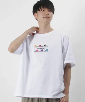 미사용 새상품 CONVERSE 컬러풀 스니커즈 자수 T셔츠 L
