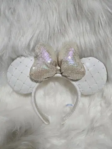 디즈니 머리띠 반짝반짝 퀼팅 화이트