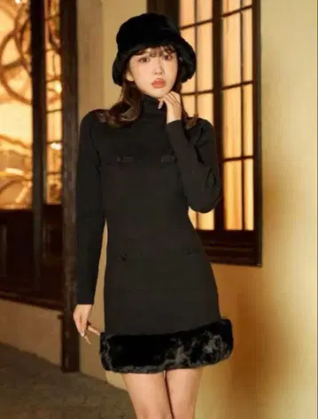 Darich 퍼 도킹 니트 미니 원피스 다리치