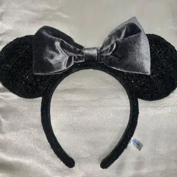 디즈니 머리띠 미니 리본 벨로아 트위드 블랙