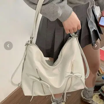 Y2K 리본 숄더백 2WAY 화이트