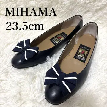 MIHAMA 미하마 펌프스 리본 가죽 네이비 다크 네이비