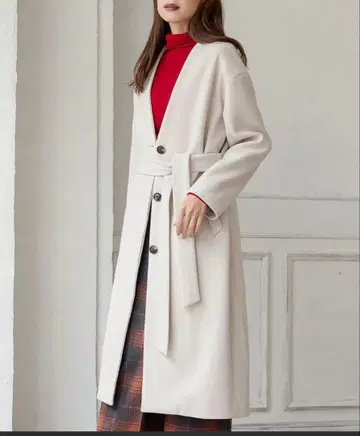 택 포함 미사용 새상품 고베 레터스 리본 포함 노카라 롱 코트