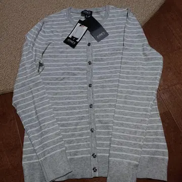 JONES NEW YORK 그레이 스트라이프 가디건 M