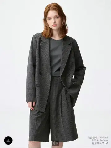 더블 브레스트 체크 자켓 L 사이즈 GU