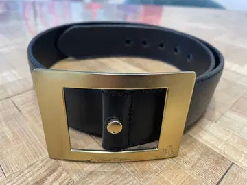 블랙 가죽 벨트 골드 버클