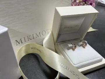 MIKIMOTO 펄 후프 귀걸이 핑크 골드
