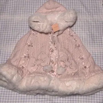 리즈리사 lizlisa 폼폼 리본 니트 퍼 판초 핑크 2024