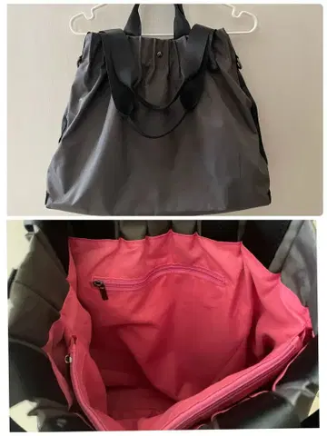 아무아르카프리스 3WAY 토트백 바이컬러 차콜 그레이 x 핑크