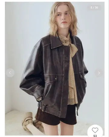 [ 미사용 ] LILY BROWN 빈티지 인조 가죽 블루종 BRW