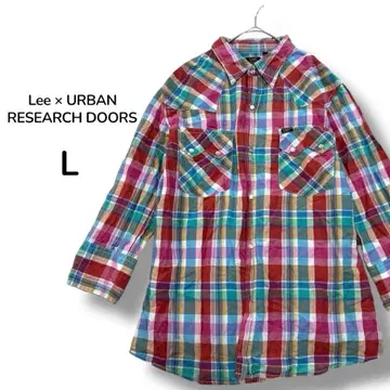 Lee URBAN RESEARCH 린넨 긴팔 셔츠 L 체크 무늬