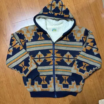 펜들턴 패턴 플리스 안감 지퍼 후드티 네이티브 자카드 보아 안감