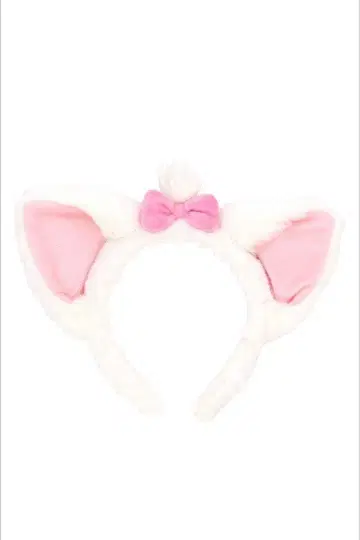 고양이 귀 머리띠 핑크 리본 포함