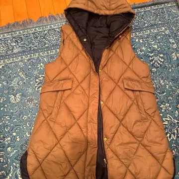 AN LIC AU BLUE 퀼팅 다운 베스트 후드 부착 루즈핏 11호